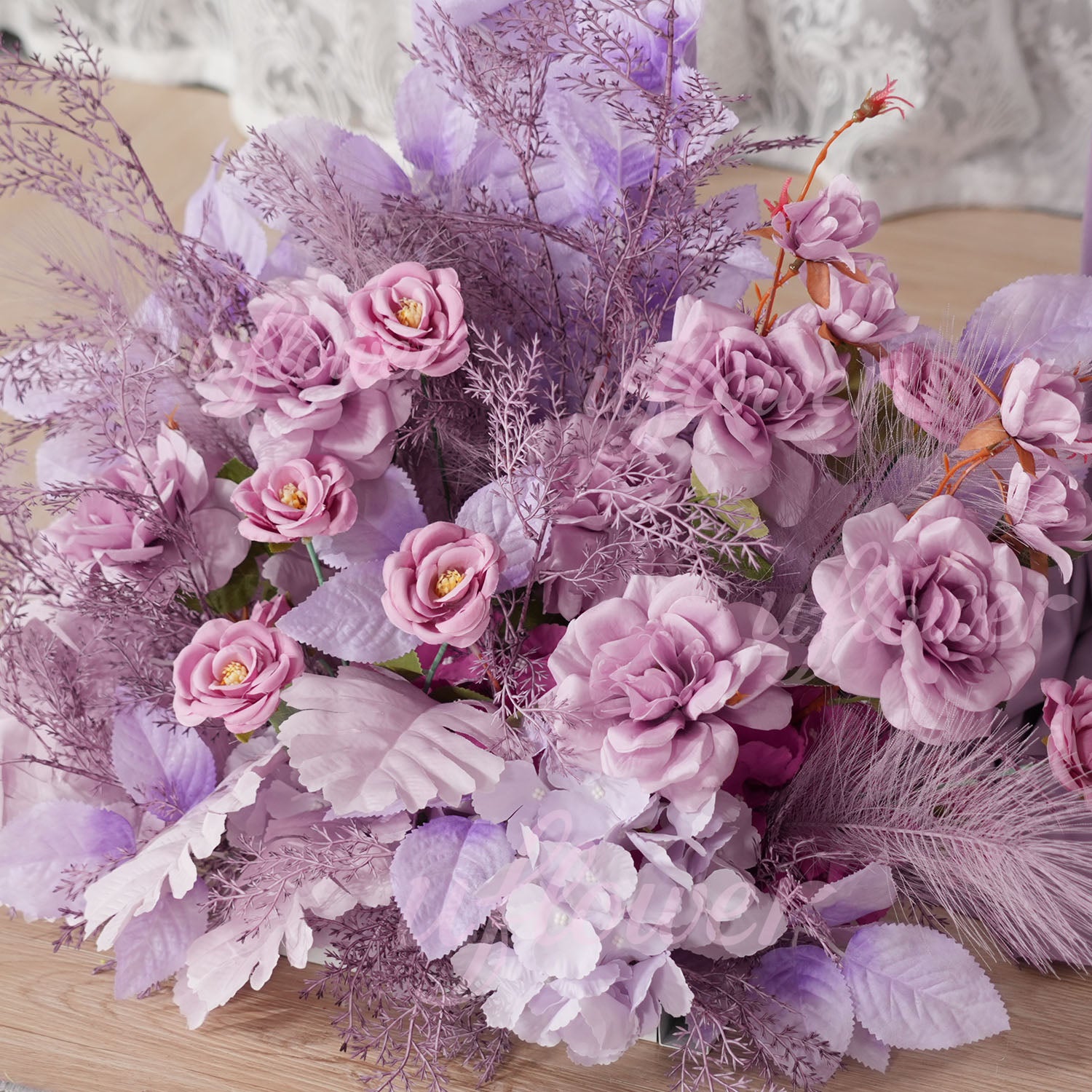 Uflower Purple Flower Arrangement Wedding Party Backdrop Floral Props